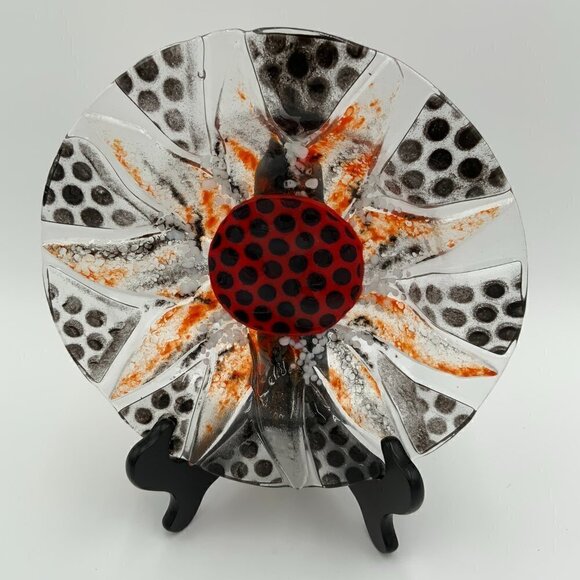 Fused Glass Sunflower Bowl Signed J. Konnell - Picture 3 of 6